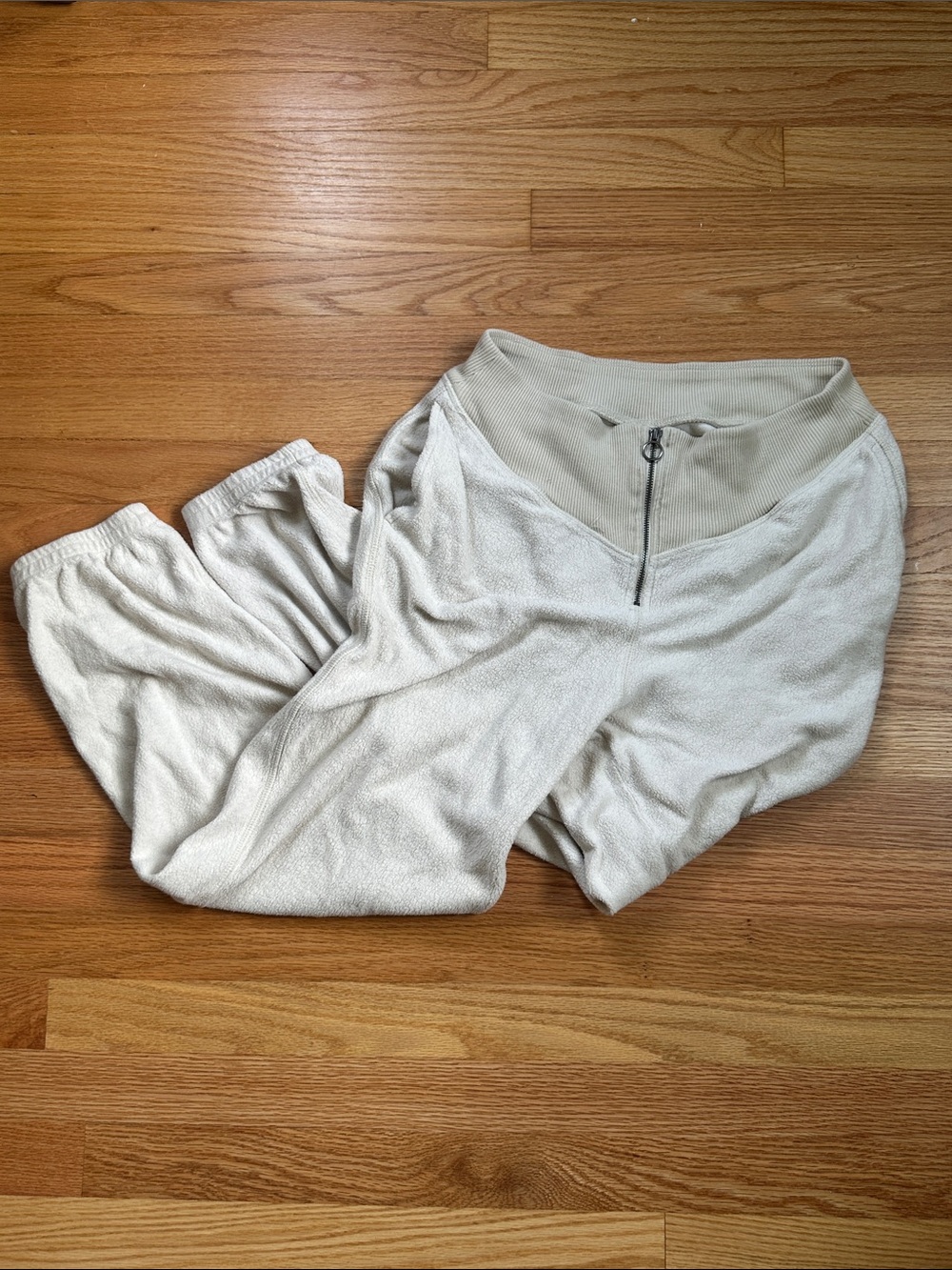 Cream Half-Zip Fleece Lounge Pants
